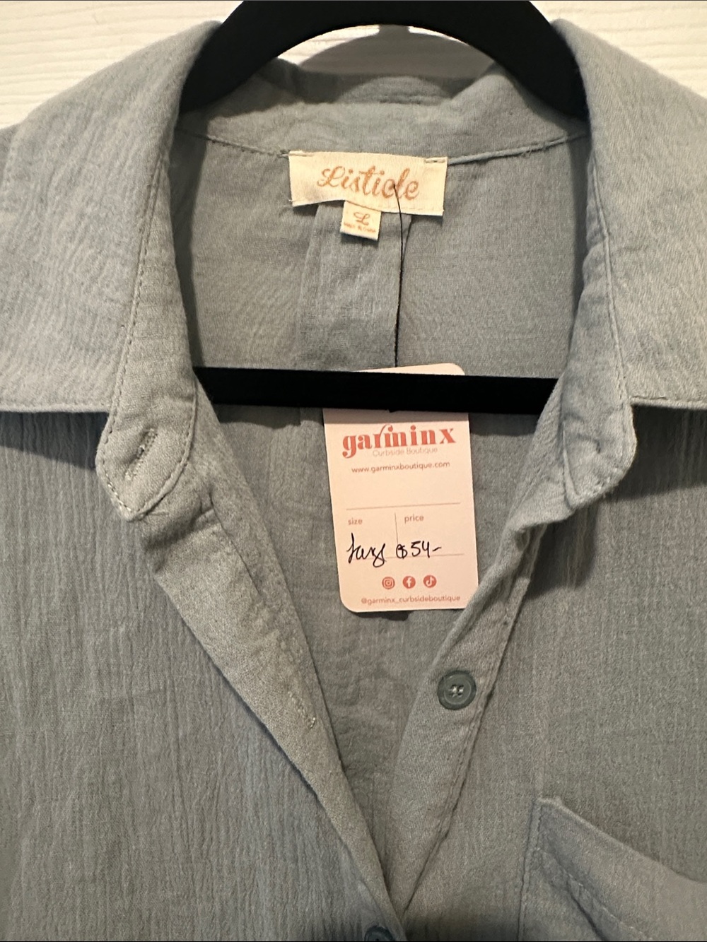 Listicle Sage-Green Relaxed Button-Down Shirt - Picture 2 of 2